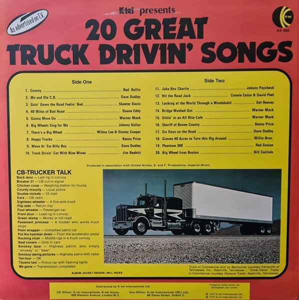 Various : 20 Great Truck Drivin' Songs (LP, Comp)