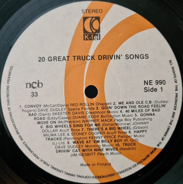 Various : 20 Great Truck Drivin' Songs (LP, Comp)