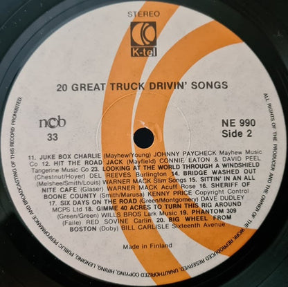 Various : 20 Great Truck Drivin' Songs (LP, Comp)