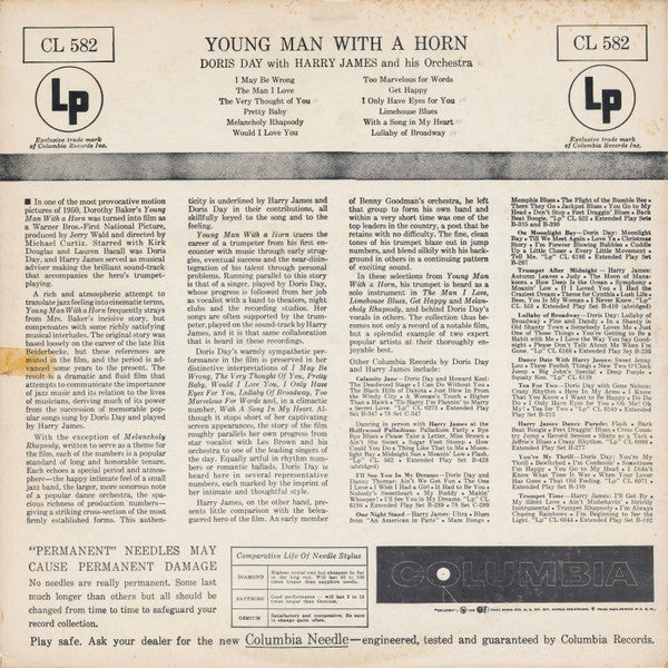 Doris Day And Harry James (2) : Young Man With A Horn (LP, Album, Mono)