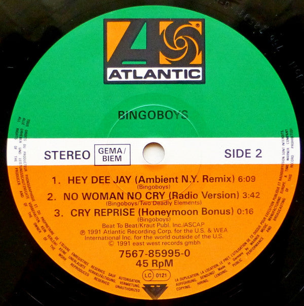 Bingoboys : No Woman No Cry (12")