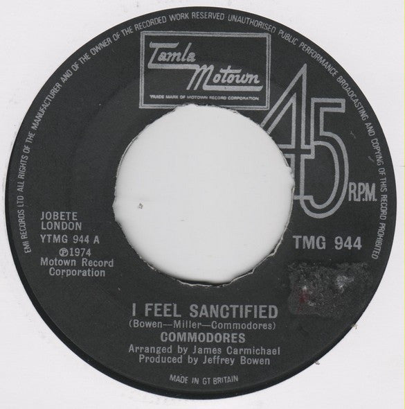 Commodores : I Feel Sanctified (7", Single)