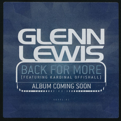 Glenn Lewis : Back For More (12", Promo)