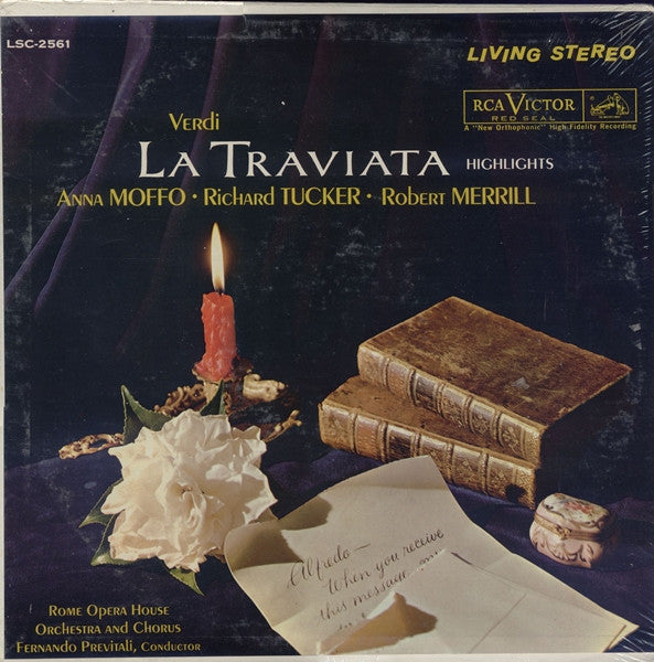 Giuseppe Verdi, Anna Moffo, Richard Tucker (2), Robert Merrill, Orchestra Del Teatro Dell'Opera Di Roma and Coro Del Teatro Dell'Opera Di Roma, Fernando Previtali : La Traviata Highlights (LP)