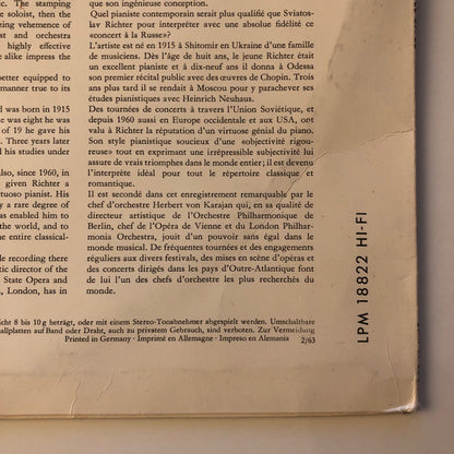 Pyotr Ilyich Tchaikovsky / Sviatoslav Richter, Herbert Von Karajan, Wiener Symphoniker : Konzert Für Klavier Und Orchester Nr. 1 B-moll Op.23 (LP, Mono)