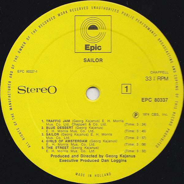 Sailor : Sailor (LP, Album, Gat)