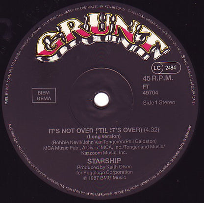 Starship (2) : It's Not Over ('Til It's Over) (12", Maxi)