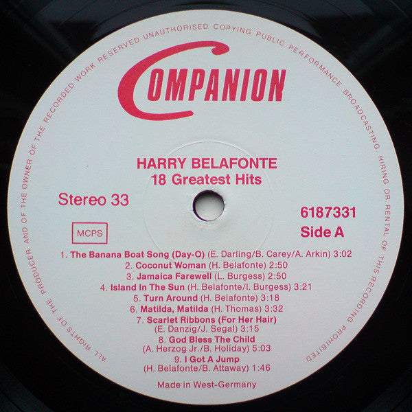 Harry Belafonte : 18 Greatest Hits (LP, Comp)