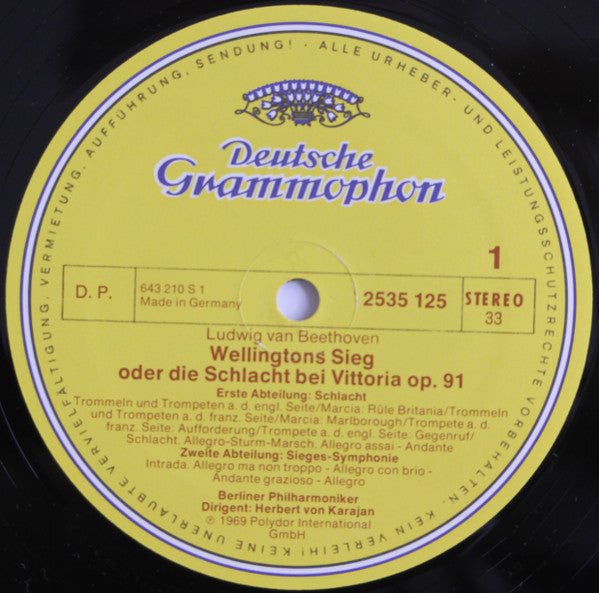 Ludwig van Beethoven, Pyotr Ilyich Tchaikovsky, Don Kosaken Chor Serge Jaroff, Berliner Philharmoniker, Herbert von Karajan : Wellingtons Sieg Oder Die Schlacht Bei Vittoria / Ouverture Solennelle »1812« (LP, Comp)