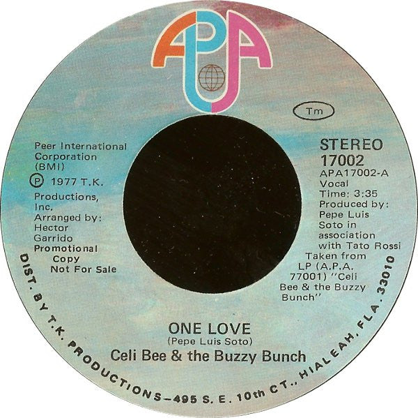 Celi Bee & The Buzzy Bunch : One Love (7", Promo, Styrene)