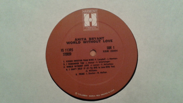 Anita Bryant : World Without Love (LP, Comp)