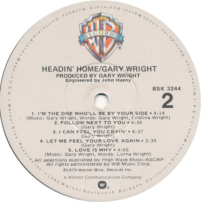 Gary Wright : Headin' Home (LP, Album, Win)