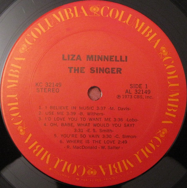 Liza Minnelli : The Singer (LP, Album, Pit)