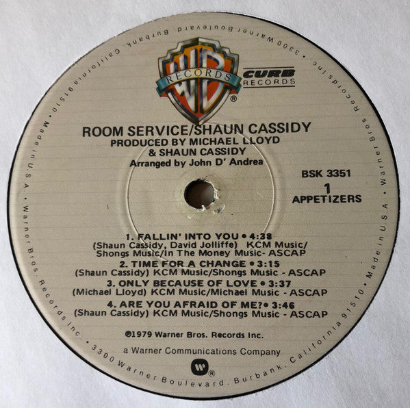 Shaun Cassidy : Room Service (LP, Album)