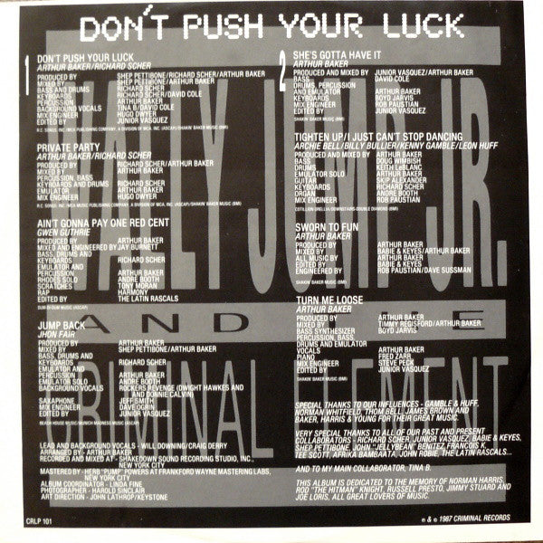 Wally Jump Jr & The Criminal Element : Don't Push Your Luck (LP, Album)