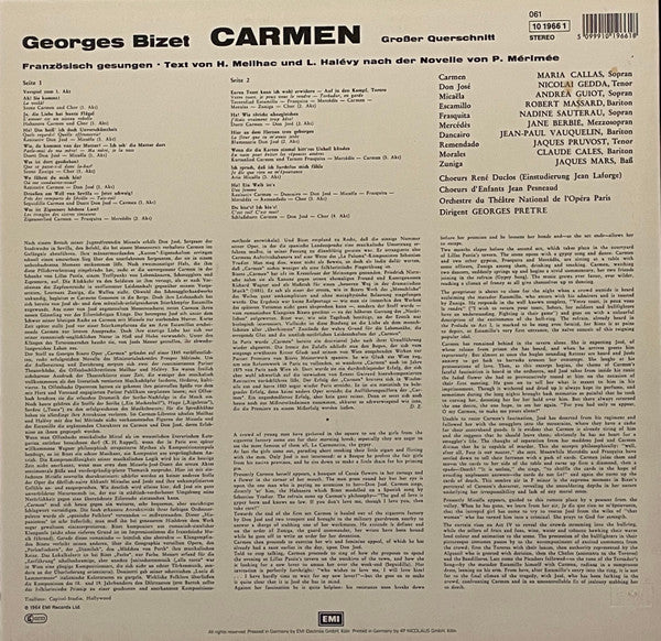 Georges Bizet, Maria Callas, Nicolai Gedda, Andréa Guiot, Robert Massard, Georges Prêtre : Carmen - Großer Querschnitt In Französischer Sprache (LP, Album, RE)