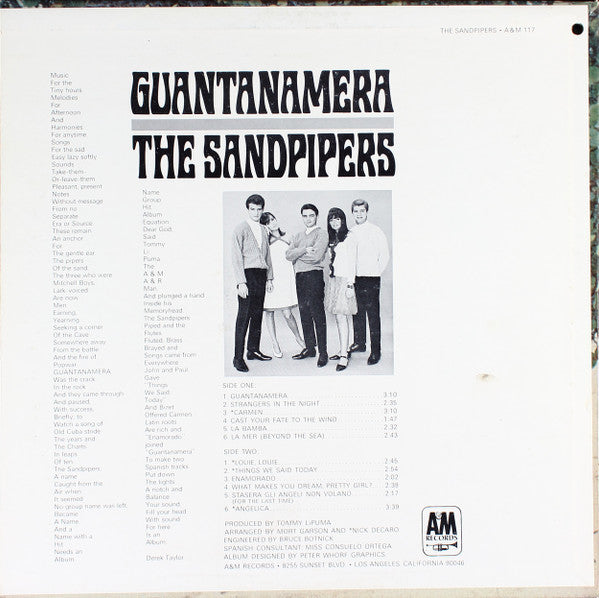 The Sandpipers : Guantanamera (LP, Album, Mono)