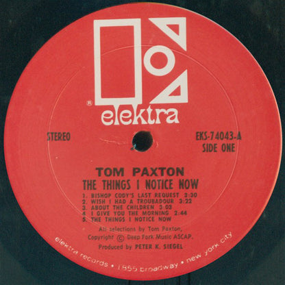 Tom Paxton : The Things I Notice Now (LP, Album, RP, Pit)