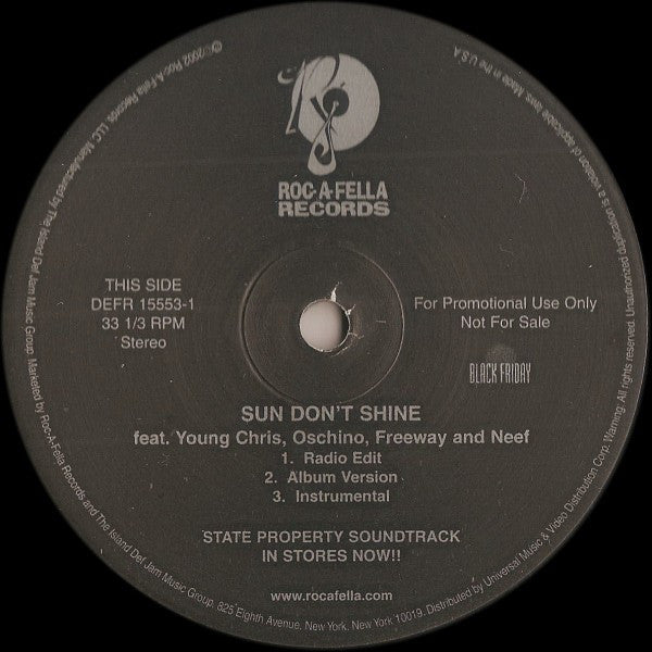 Various : Sun Don't Shine / Do You Want Me (12", Promo)