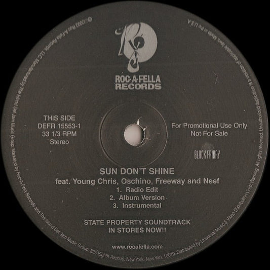 Various : Sun Don't Shine / Do You Want Me (12", Promo)