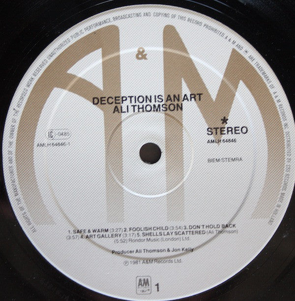 Ali Thomson : Deception Is An Art (LP, Album)