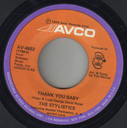 The Stylistics : Sing Baby Sing / Thank You Baby (7", Single)