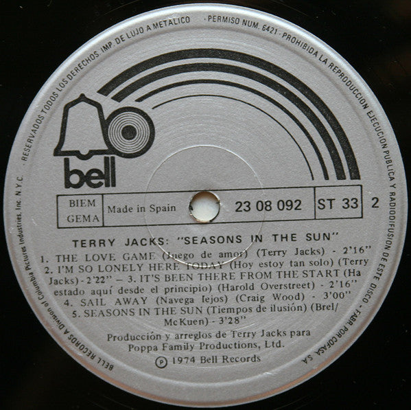 Terry Jacks : Seasons In The Sun (LP, Album)