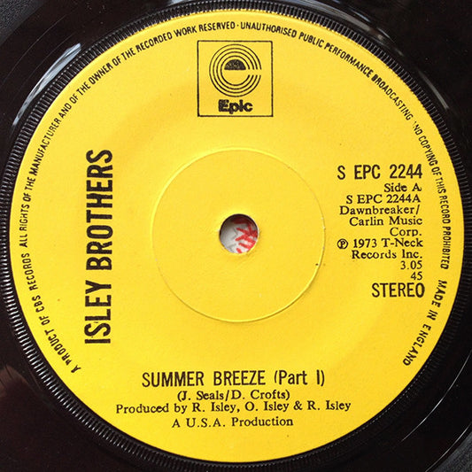 The Isley Brothers : Summer Breeze (Part I) (7", Single, Sol)