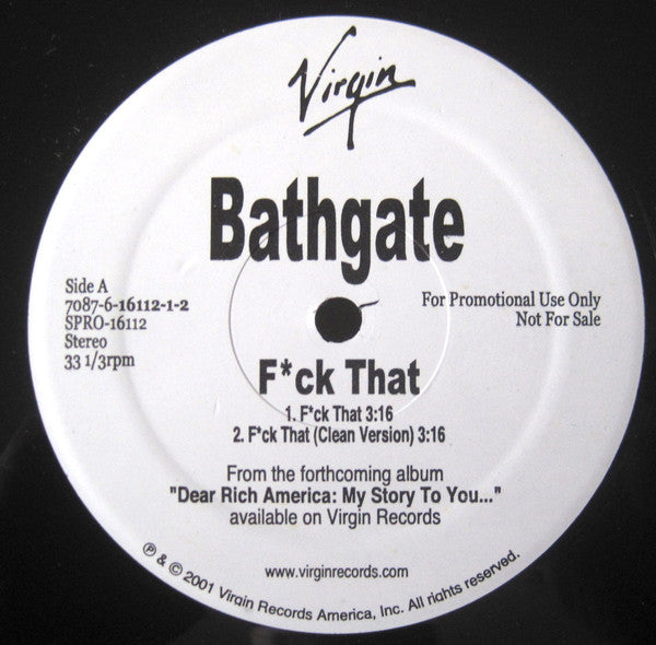 Bathgate : Fuck That / Bump That (12", Promo)