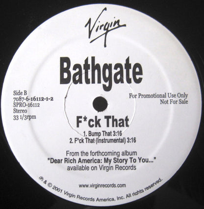 Bathgate : Fuck That / Bump That (12", Promo)