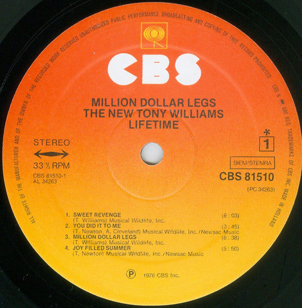 The New Tony Williams Lifetime : Million Dollar Legs (LP, Album)