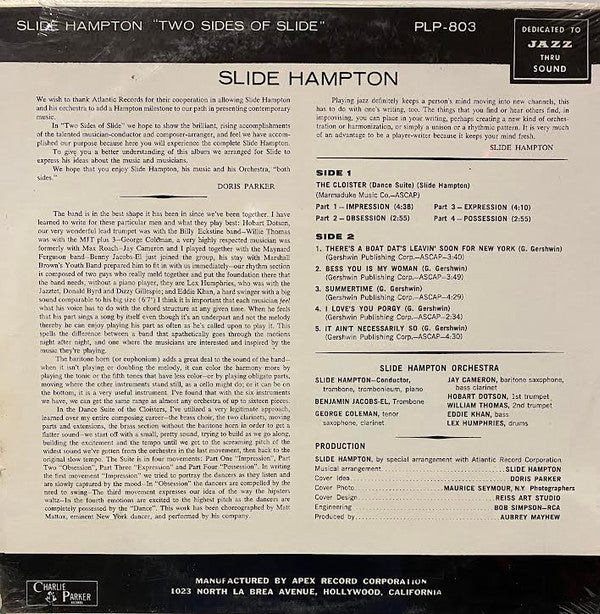 Slide Hampton And Orchestra : Two Sides Of Slide (LP, Album, Mono)