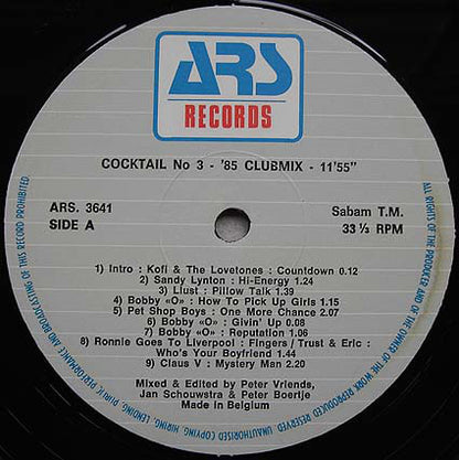 Various : Cocktail N. 3 - '85 Clubmix (12", P/Mixed)