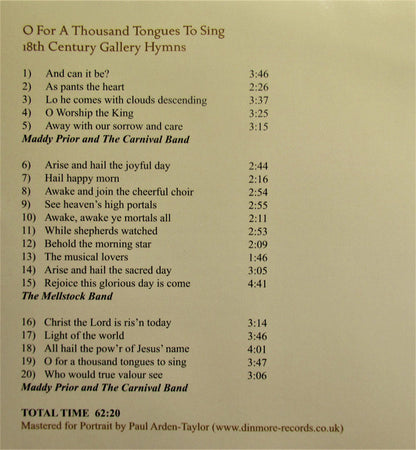 Maddy Prior & The Carnival Band, The Mellstock Band : O For A Thousand Tongues To Sing  -- 18th Century Gallery Hymns (CD, Comp)