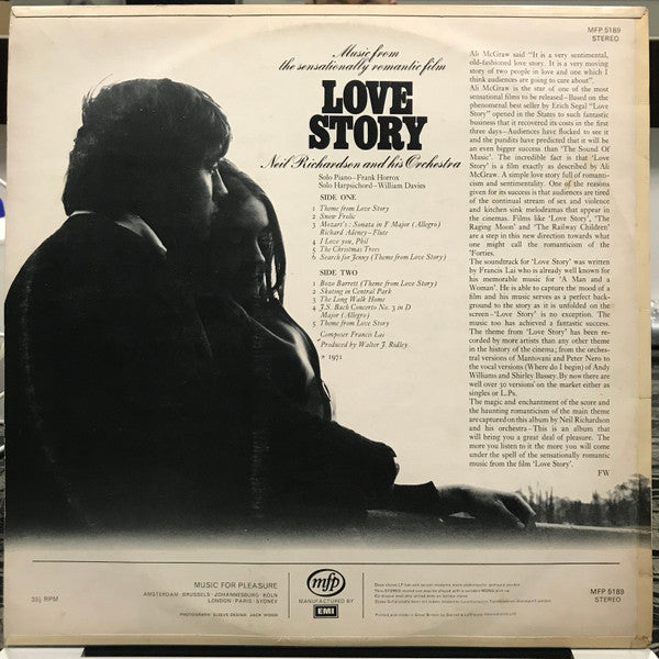 Neil Richardson And His Orchestra : Music From The Sensationally Romantic Film: Love Story (LP, Album)