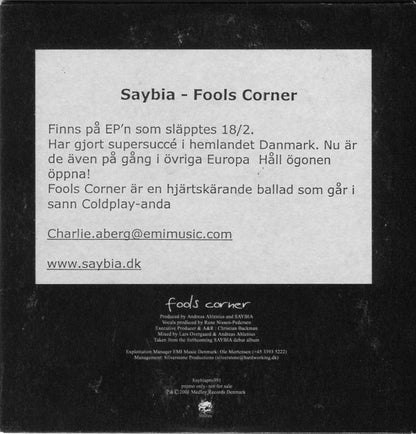 Saybia : Fool's Corner (CD, Single, Promo)