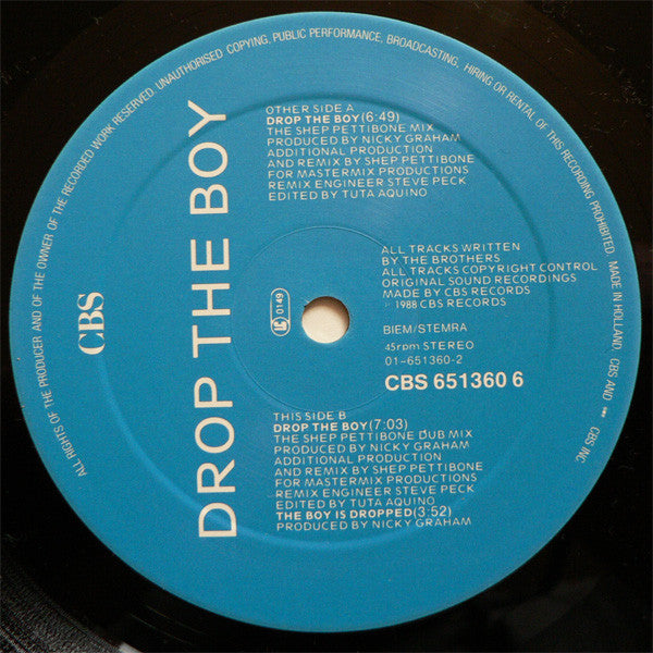 Bros : Drop The Boy (The Shep Pettibone Mix) (12", Maxi)