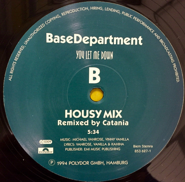 Base Department : You Let Me Down Remix (12")