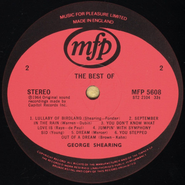 George Shearing : The Best Of George Shearing (LP, Comp, RE)