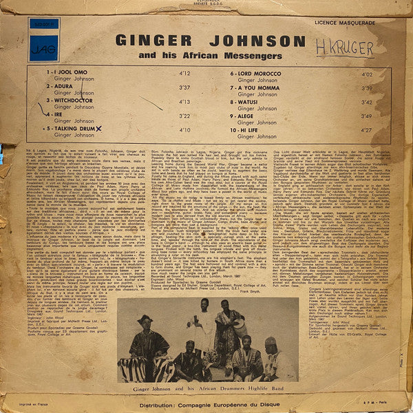 Ginger Johnson & His African Messengers : Music From Africain (LP, Album)