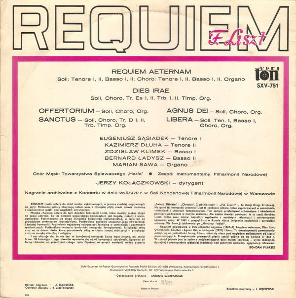 Franz Liszt : Requiem (LP)