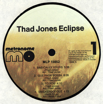 Thad Jones Eclipse : Thad Jones Eclipse (LP, Album)