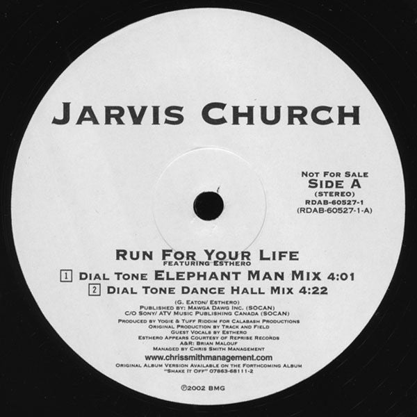 Jarvis Church Featuring Elephant Man + Esthero : Run For Your Life (Remix) (12", Promo)