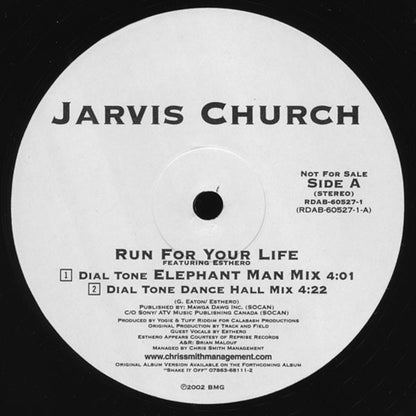 Jarvis Church Featuring Elephant Man + Esthero : Run For Your Life (Remix) (12", Promo)