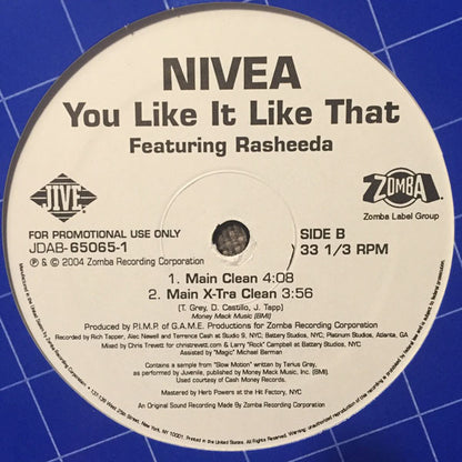 Nivea Featuring Rasheeda (2) : You Like It Like That (12", Promo)