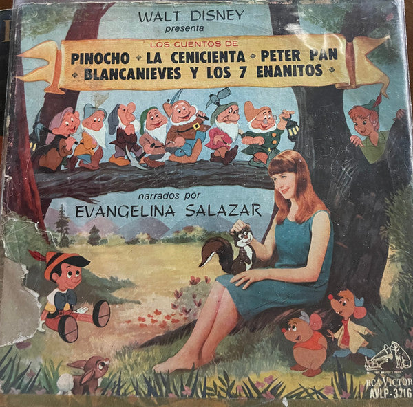 Walt Disney : Los Cuentos De Pinocho La Cenicienta Peter Pan Blancanieves Los 7 Enanitos  (LP)