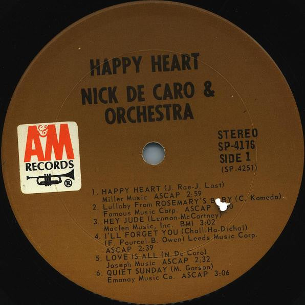 Nick DeCaro And His Orchestra : Happy Heart (LP, Album)