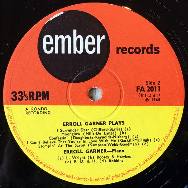 Erroll Garner : Plays All-Time Hits (LP, Album, Mono, RE)