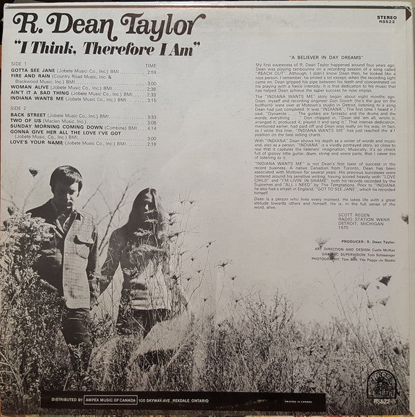 R. Dean Taylor : I Think, Therefore I Am (LP, Album)