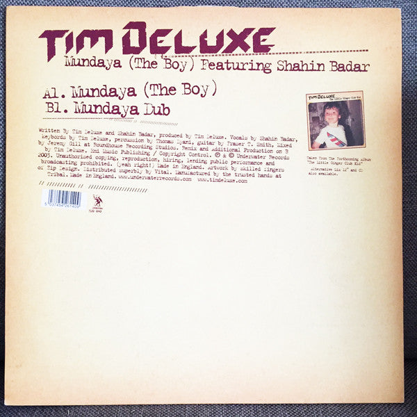 Tim Deluxe Featuring Shahin Badar : Mundaya (The Boy) (12")